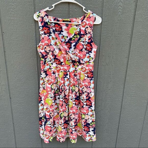 Lands End Floral Sleeveless Cross front Dress S/P - Picture 1 of 9